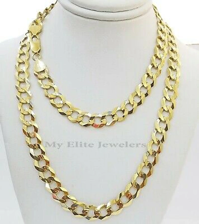 Pre-owned My Elite Jeweler Solid 14k Yellow Gold Chain Cuban Curb Link 9mm Necklace 20"- 30" Real Gold Sale
