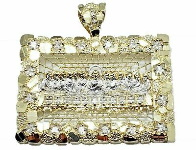 Pre-owned Globalwatches10 Real 10k Yellow Gold Mens Nugget Last Supper Pendant 2" Charm Diamond Cut ,jesus In White