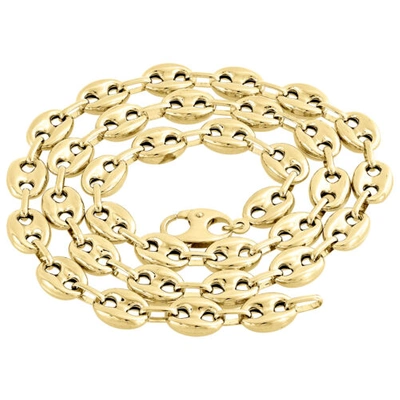 Pre-owned Jfl Diamonds & Timepieces Real 10k Yellow Gold 3d Hollow Puff Gucci Link Chain 9.50mm Necklace 22-30 Inch