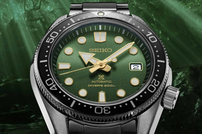 Pre-owned Seiko Prospex 200m Divers Green Dial Men's Steel Bracelet Watch Spb105