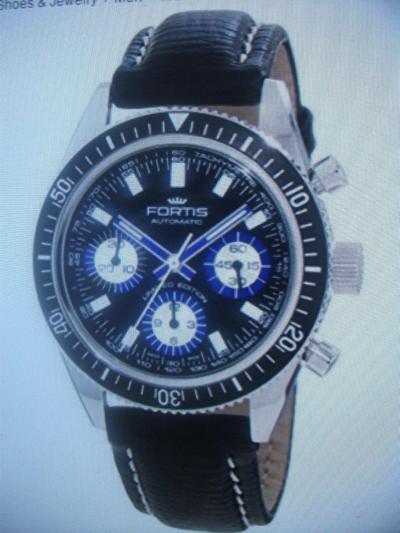 Pre-owned Fortis Men's Marinemaster Black Automatic Chronograph Leather Watch