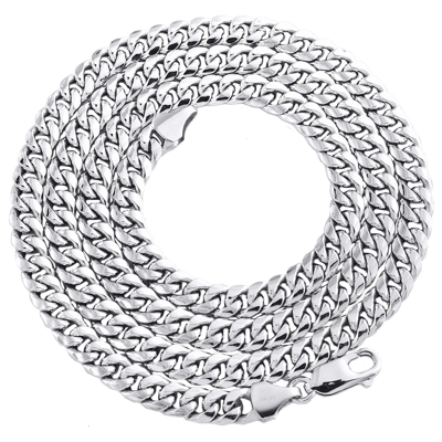Pre-owned Jfl Diamonds & Timepieces 10k White Gold 6mm Hollow Miami Cuban Link Chain Statement Necklace 18-30 Inch