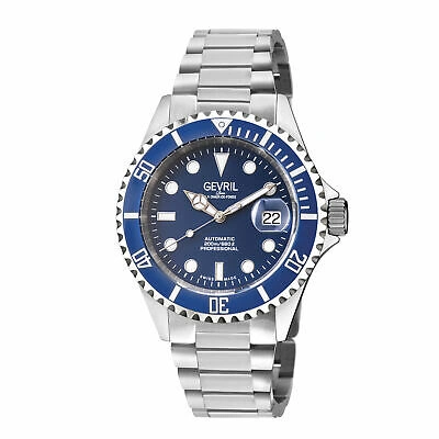 Pre-owned Gevril Men's 4851a Wall Street Sellita Swiss Automatic Blue Ceramic Bezel Watch