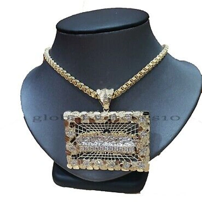Pre-owned Globalwatches10 10k Yellow Gold Last Supper Pendant Byzantine 30"chain Mens Necklace