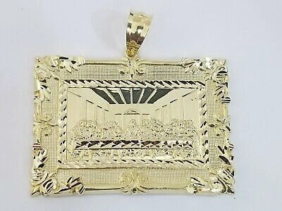 Pre-owned G&d 10k Real Yellow Gold Last Supper Charm Diamond Cut Pendant Jesus Religious Men