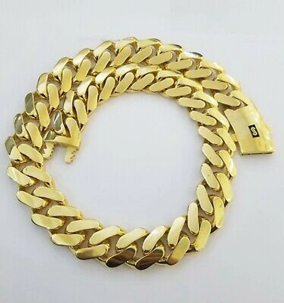 Pre-owned Globalwatches10 10k Gold Royal Miami Cuban Monaco Link Chain 24inch 23mm Yellow Gold Necklace