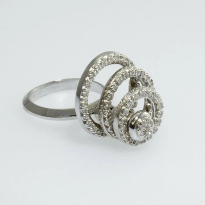 Pre-owned Gems4me Motion Ring 14k Gold And 77 Diamonds Three Circle - Fl809 In Clear