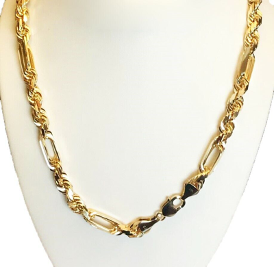 Pre-owned Gd Diamond 148 Gram 14k Yellow Solid Gold Men's Figarope Milano Chain Necklace 28" 8.00 Mm