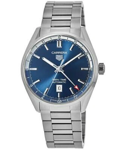 Pre-owned Tag Heuer Carrera Calibre 7 Twin Time Blue Dial Men's Watch Wbn201a.ba0640