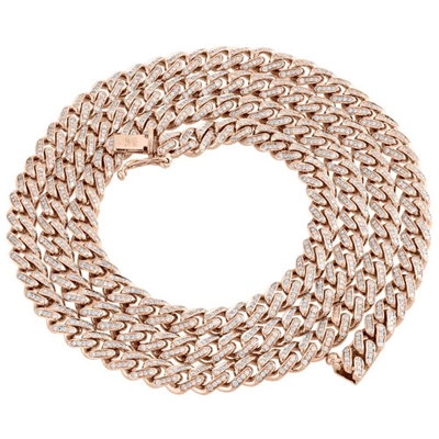 Pre-owned Jfl Diamonds & Timepieces 10k Rose Gold Diamond Miami Cuban Chain 6.5mm Necklace 20-28" | 4.53 Ct.-6.34 Ct In White