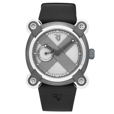 Pre-owned Rj-romain Jerome Romain Jerome Men's Moon Invader Grey Dial Black Rubber Strap Rj.m.au.in.020.01