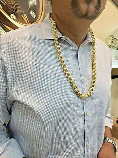 Pre-owned G&d 10k Yellow Gold Men Necklace Byzantine Chain 34 Inch 10mm