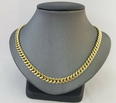 Pre-owned Globalwatches10 Real 14k Yellow Gold Miami Cuban Link Chain Necklace 7mm 22" 14kt Gold Box Lock