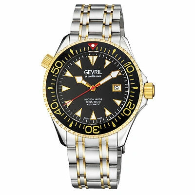 Pre-owned Gevril Men 48802 Hudson Yards Swiss Automatic Diver Rotating Ceramic Bezel Watch