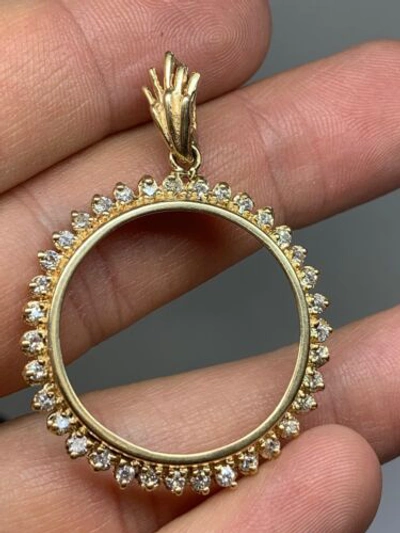 Pre-owned Navid Jewelry Inc 1.21 Ct Diamond Coin Bezel Maple Leaf Coin Bezel Setting 1oz Coin In G