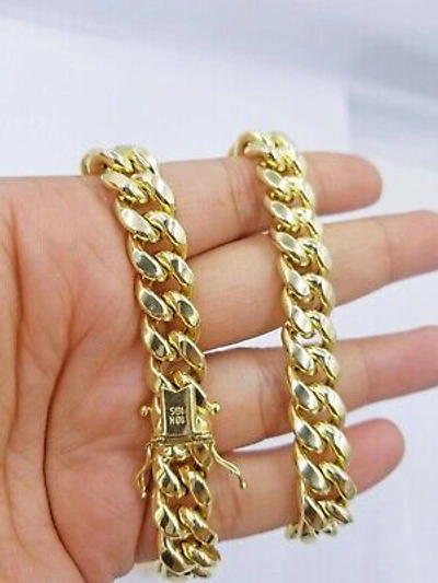 Pre-owned Globalwatches10 Mens 10k Yellow Gold 26" 11mm Chain Miami Cuban Link Necklace Box Lock Real 10kt