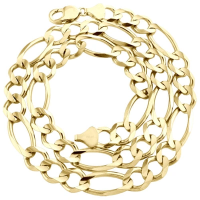 Pre-owned Jfl Diamonds & Timepieces Genuine 14k Yellow Gold 12mm Solid Plain Figaro Link Chain Necklace 20-30 Inch