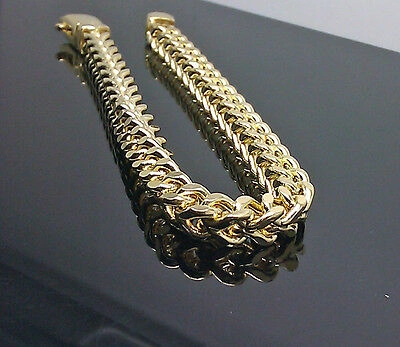 Pre-owned G&d Mens Real 10k Yellow Gold Franco Bracelet 7mm 9" Inch Strong