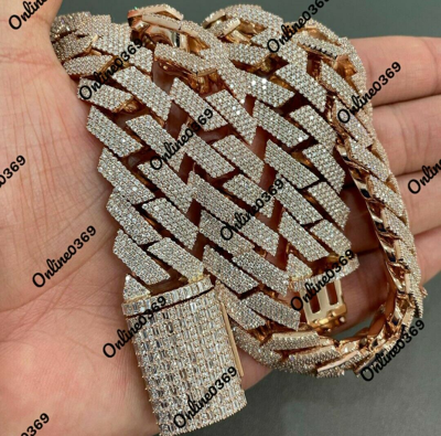 Pre-owned Online0369 Men's 18mm X 24" Long Miami Cuban Link Ring 14k White Gold Plated Silver