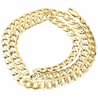 Pre-owned Jfl Diamonds & Timepieces Mens Real 10k Yellow Gold Hollow Cuban Curb Link Chain Necklace 8mm 22-30 Inch