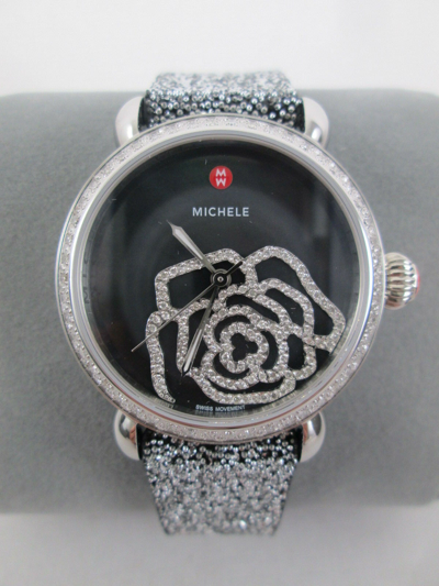 Pre-owned Michele Black Mop Diamond Jardin Csx Limited Edition Watch Mww03t000070