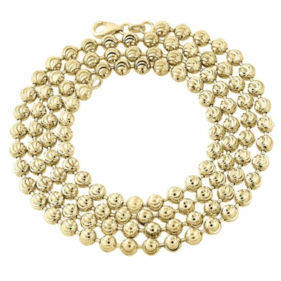 Pre-owned Jfl Diamonds & Timepieces 10k Yellow Gold Moon Cut Style Link Solid Chain Necklace (4mm) 24" - 40"