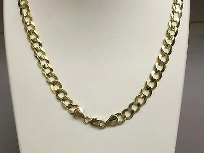 Pre-owned R C I 10k Yellow Gold 24" Solid Concave Cuban Curb Link Chain Necklace 8.2mm 32 Grams In No Stone