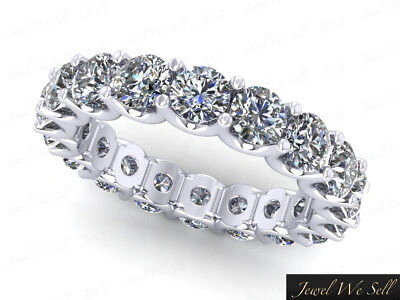 Pre-owned Jewelwesell 2.20ct Round Cut Diamond Shared U-prong Eternity Band Ring 14k White Gold Si1