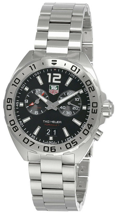 Pre-owned Tag Heuer Formula 1 Black Opalin Dial Men's Steel Watch Waz111a.ba0875