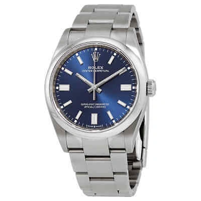 Pre-owned Rolex Oyster Perpetual 36 Automatic Chronometer Blue Dial Watch 126000blso