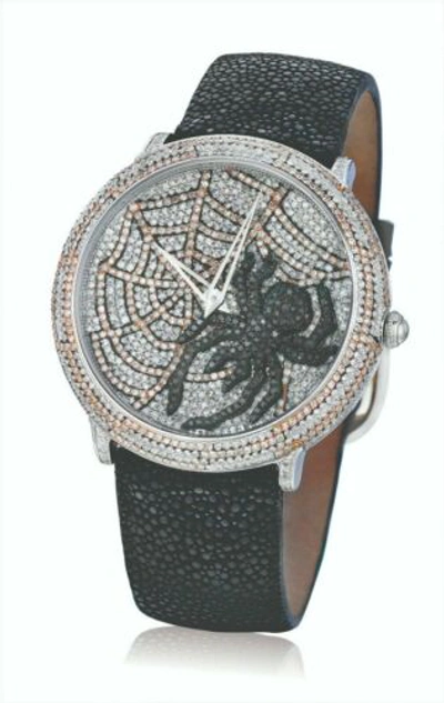 Pre-owned Le Vian Levian Stainless Steel Spider Web Round Diamond Into The Wild Collection Watch