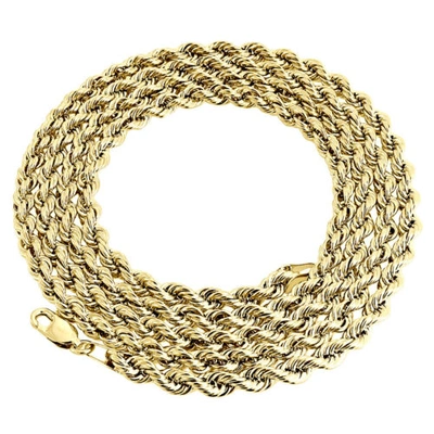 Pre-owned Jfl Diamonds & Timepieces 18k Yellow Gold Diamond Cut Solid Rope Chain 4mm Link Necklace 22 - 24 Inches