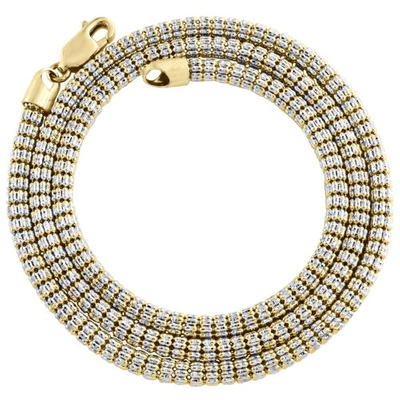 Pre-owned Jfl Diamonds & Timepieces 10k Yellow Gold Two Tone 4mm Diamond Cut Ice Chain Bead Necklace 20-30 Inches