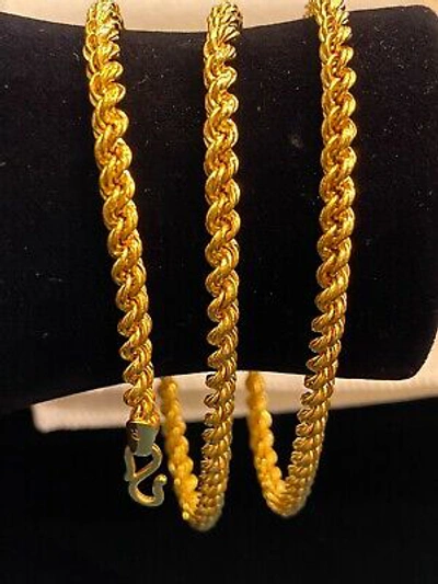 Pre-owned Jisha Vintage Handmade Dubai Unisex Rope Chain Necklace In 916 Solid 22k Yellow Gold