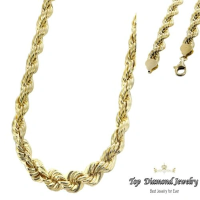 Pre-owned Tdj 14k Yellow Gold Italy Diamond Cut Men's Solid Rope Chain Twist Necklace 5 Mm