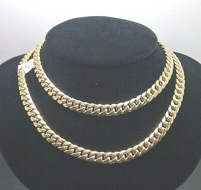 Pre-owned Globatwatches10! Real 10k Yellow Gold Miami Cuban Link Chain Necklace 7mm 28" Inch