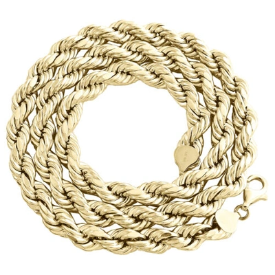 Pre-owned Jfl Diamonds & Timepieces 10k Yellow Gold 8mm Diamond Cut Hollow Rope Link Chain Mens Necklace 22-30 Inch