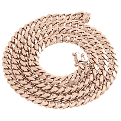 Pre-owned Jfl Diamonds & Timepieces 10k Rose Gold Solid Miami Cuban Link Chain 8mm Box Clasp Necklace 24-30 Inches