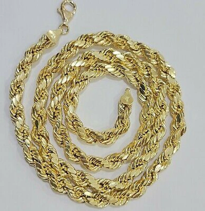 Pre-owned Globalwatches10 10k Yellow Gold Rope Chain Necklace Real 7mm Thick 26" 28" 30" Inch