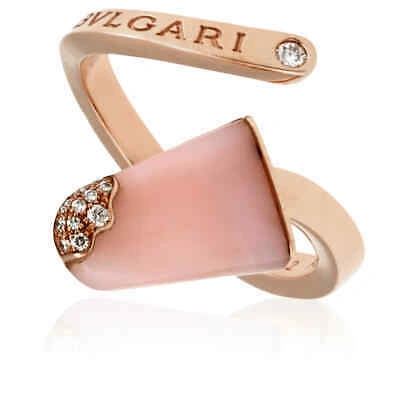 Pre-owned Bvlgari Bvlgari Ladies 18 Kt Rose Gold Ring Set With Pink Opal