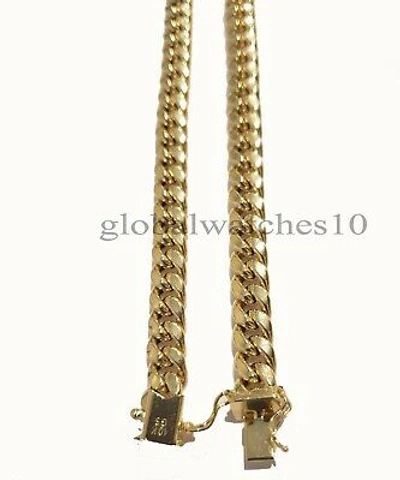 Pre-owned Globalwatches10 10k Yellow Gold Necklace 8mm 30" Miami Cuban Link Chain Box Lock Real 10kt Oro