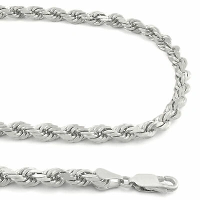 Pre-owned Nuragold 10k White Solid Gold 5mm Mens Diamond Cut Rope Chain Necklace Italian Made 22"