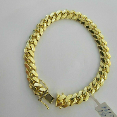 Pre-owned My Elite Jeweler Real 10k Gold Bracelet Solid Miami Cuban Link 8mm 8" 10kt Men's Real Gold Sale