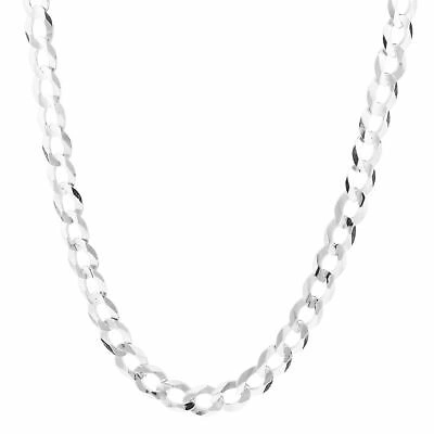 Pre-owned Nuragold Solid 14k White Gold 7mm Cuban Curb Chain Link Mens Necklace Italian Made 26"