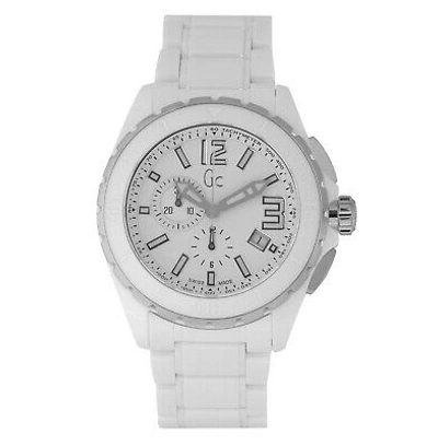Pre-owned Guess Collection X76015g1s Men's 45mm White Ceramic Stainless Steel Quartz Watch