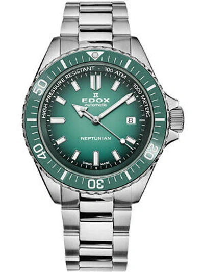 Pre-owned Edox 80120-3vm-vdn1 Skydiver Neptunian Automatic 44mm 100atm