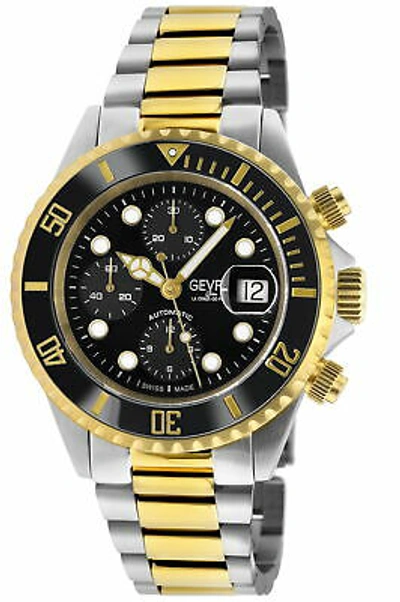 Pre-owned Gevril Men's 4152a Wall Street Chrono Swiss Automatic Sw500 Ceramic Bezel Watch