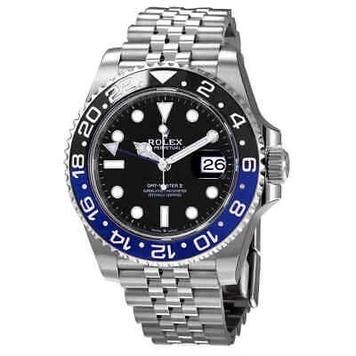 Pre-owned Rolex Gmt-master Ii Gmt Black Dial Batman Bezel Men's Watch 126710blnr