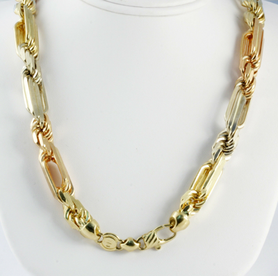 Pre-owned Gd Diamond 207.70gm 14k Tri Color Gold Figarope Men's Heavy Milano Necklace 9mm Chain 30" In Multicolor