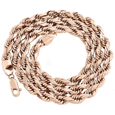 Pre-owned Jfl Diamonds & Timepieces 10k Rose Gold Solid 6mm Diamond Cut Rope Link Chain Shiny Statement Necklace 22"